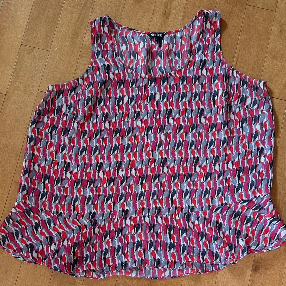 Nic+Zoe Women's Sleeveless Blouse - Pink, light red/orange, Grays Pattern